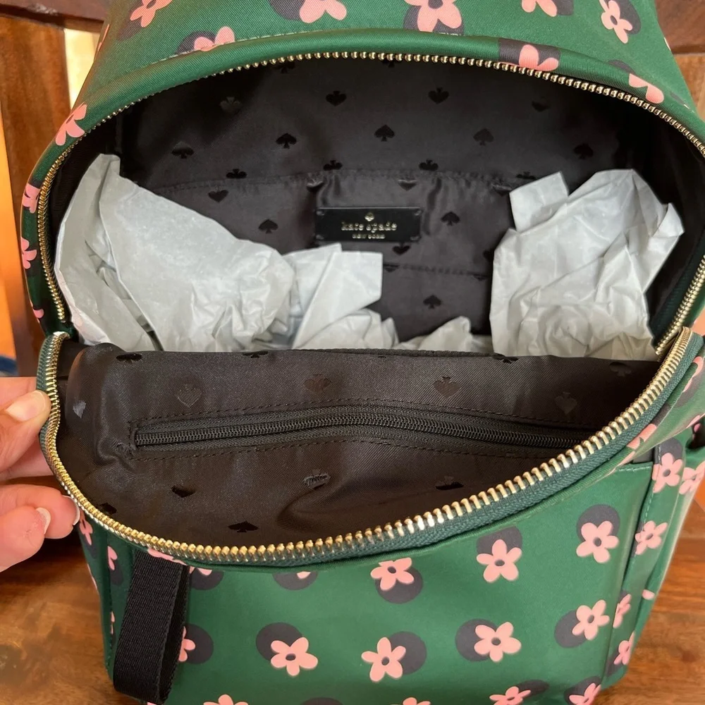 Kate Spade Green Multi Floral Medium Backpack